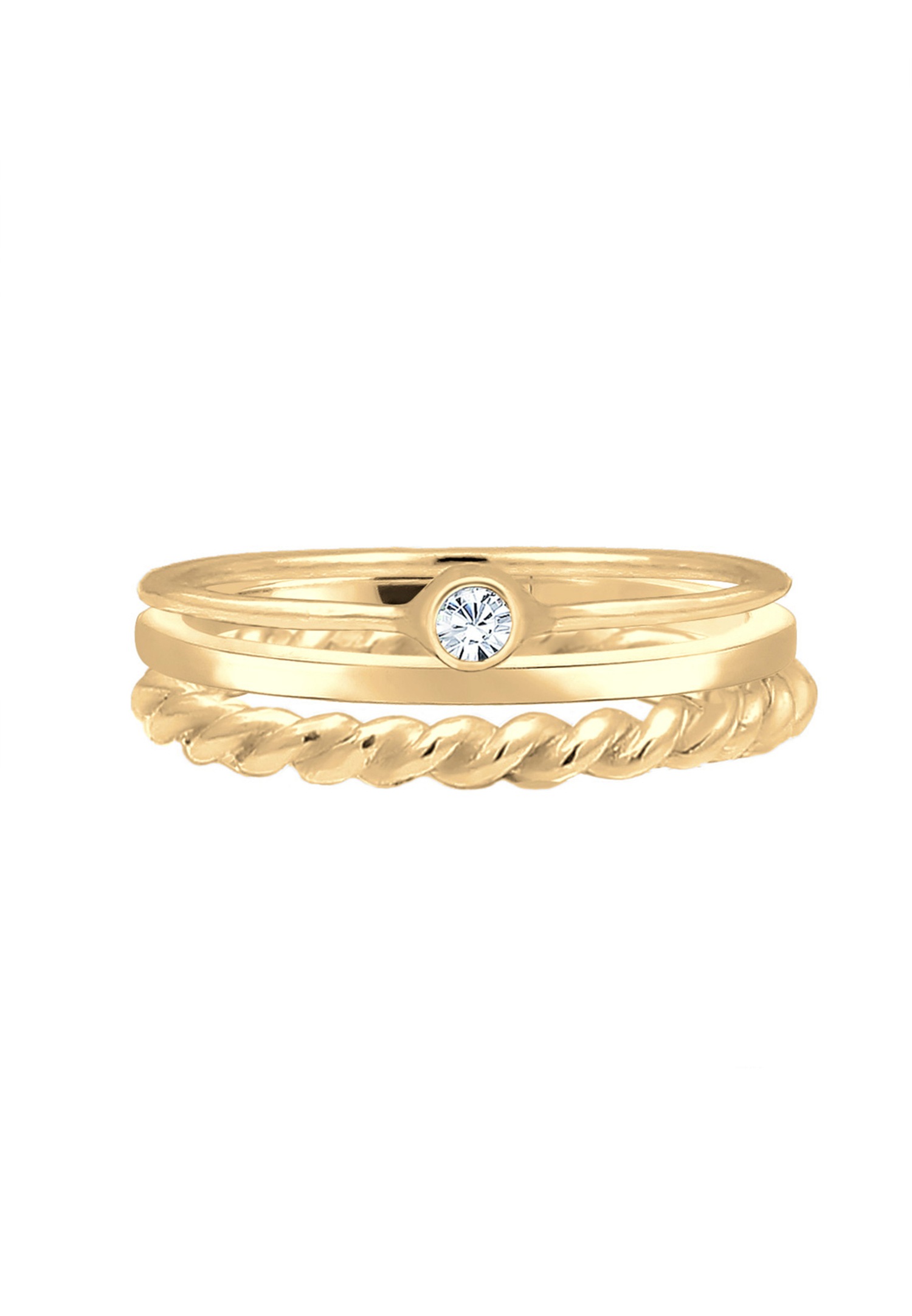 Ženski komplet uhanov Elli Solitaire Basic Twisted s kristalom iz srebra 925