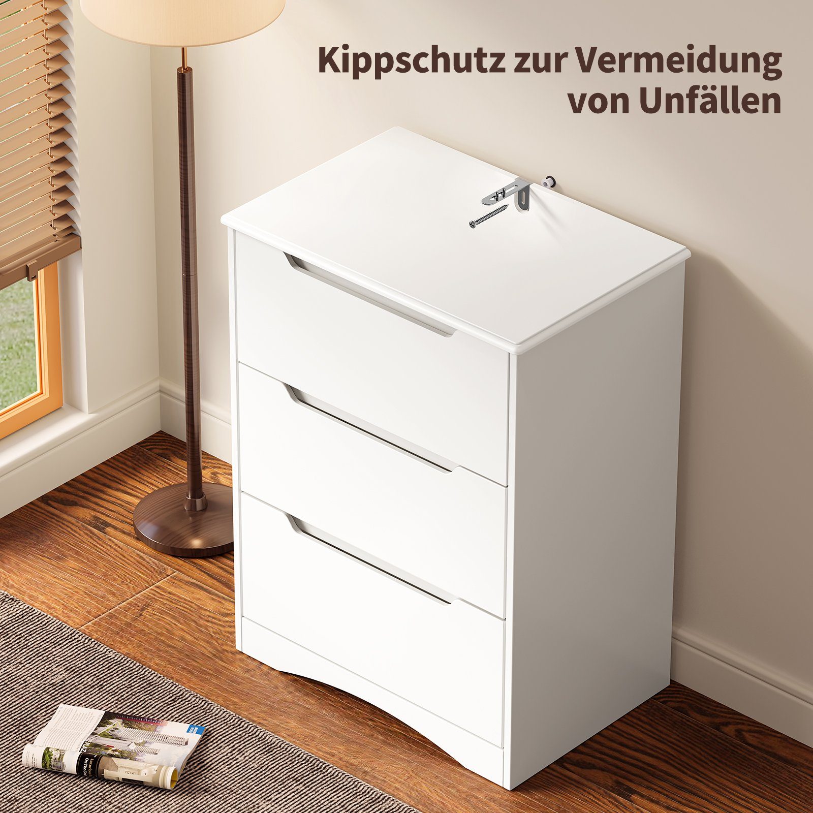 Bealife Schubkastenkommode Kommode, Schlafzimmer Flur, Schrank, Sideboard, Weiß
