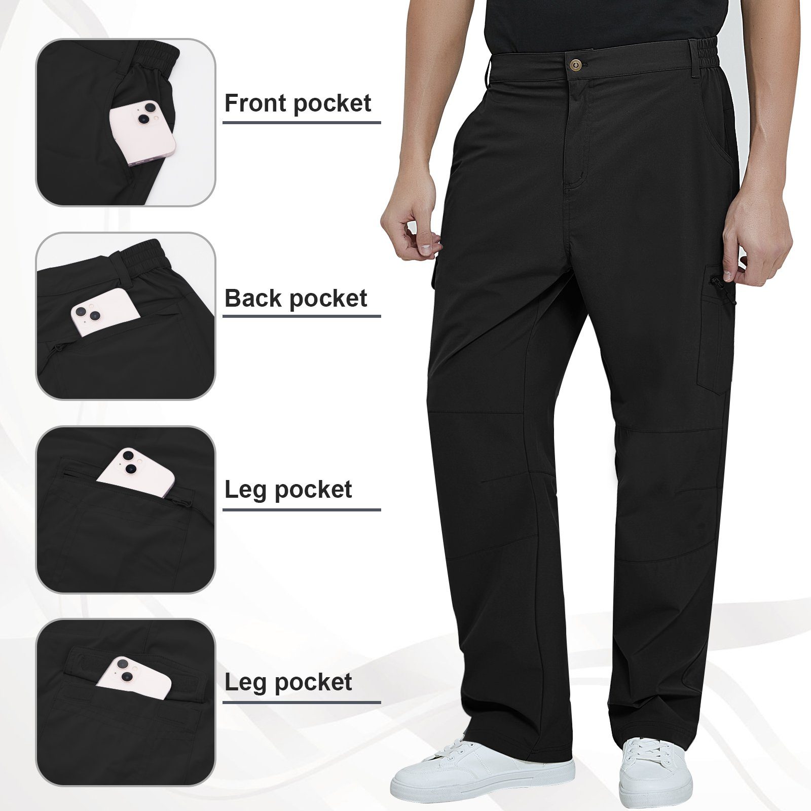 MEETYOO Softshellhose Herren Wasserdichte lange Hose (Wanderhose Bergsteigerhosen, Outdoor-Jagd, Camping, Klettern, Wandern, Reisen, Armee-Training) mit vier Taschen, abstoßen Flecken und Flüssigkeiten