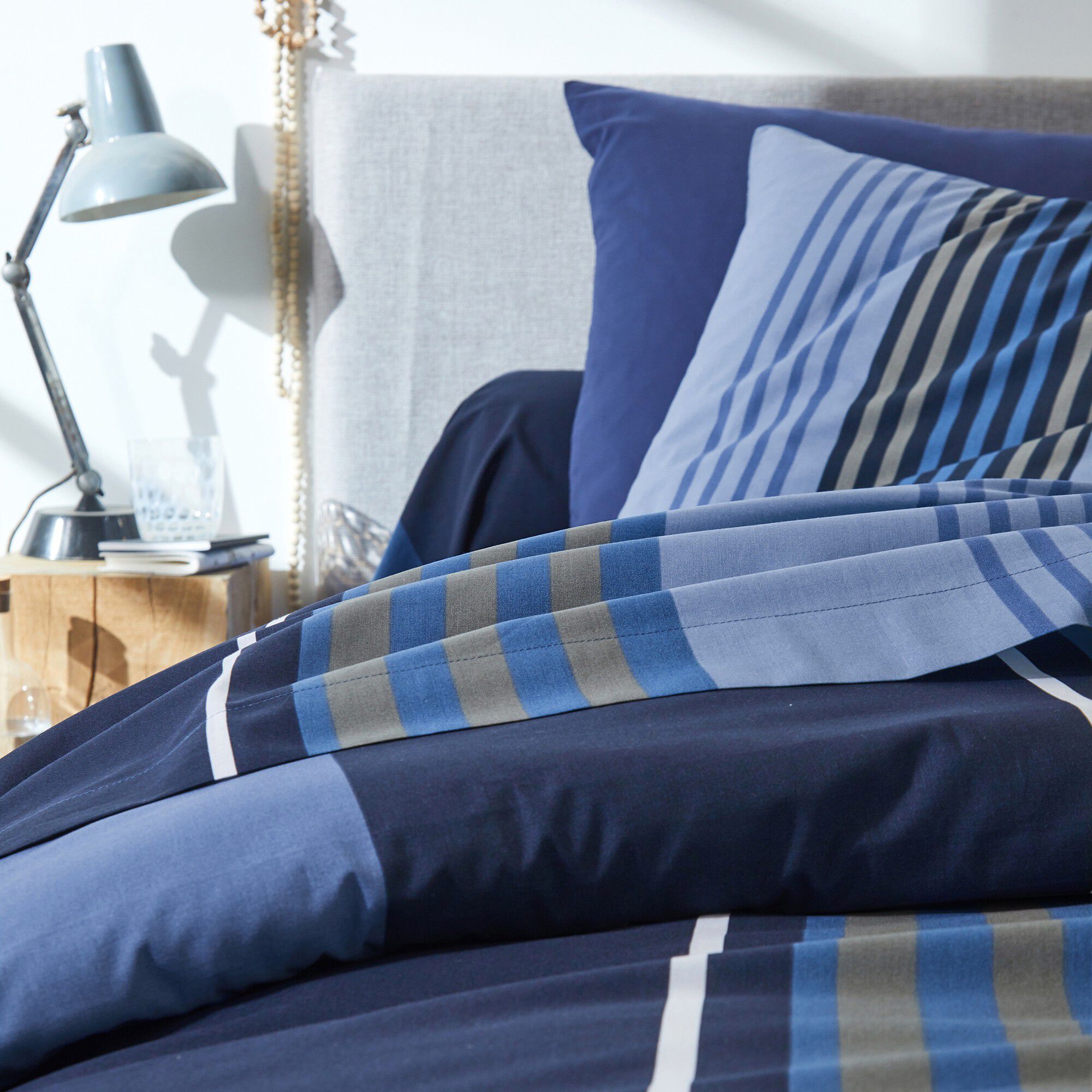 Linge de lit Détroit en coton imprimé rayures