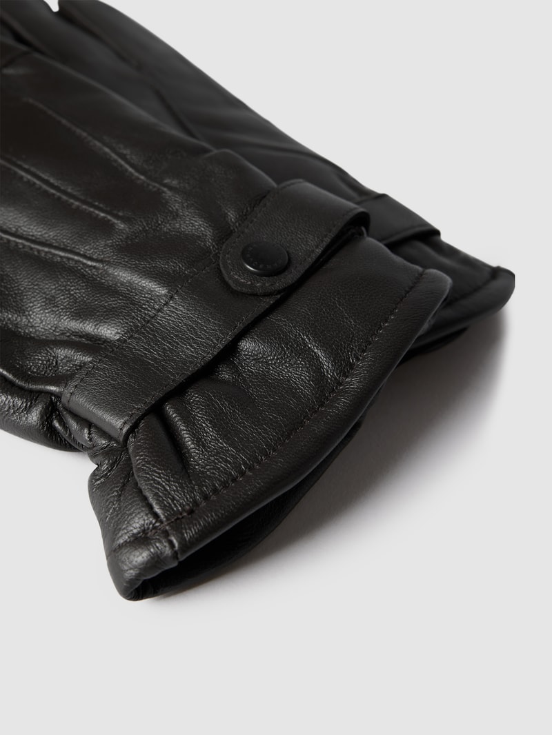 Lederhandschuhe mit Ziernähten in dunkelbraun