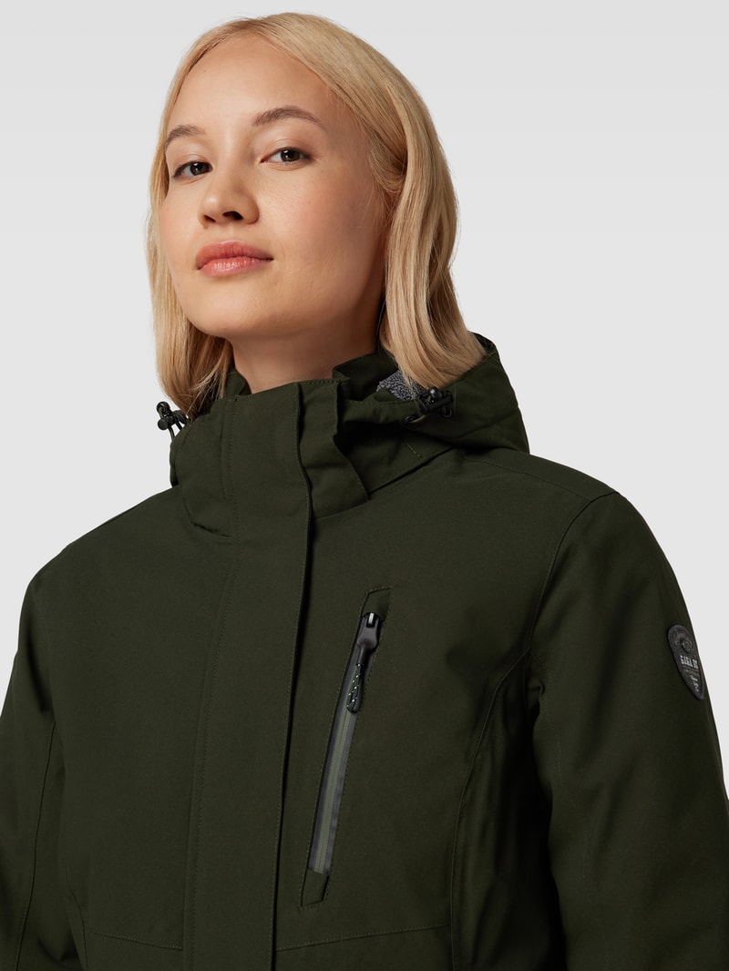 Jacke mit Label-Details Modell 'KOW' in olivgrün