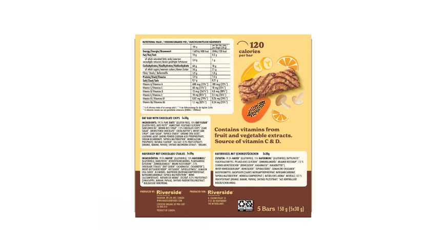 MADEGOOD Bio Haferriegel mit Schokostückchen 150 g