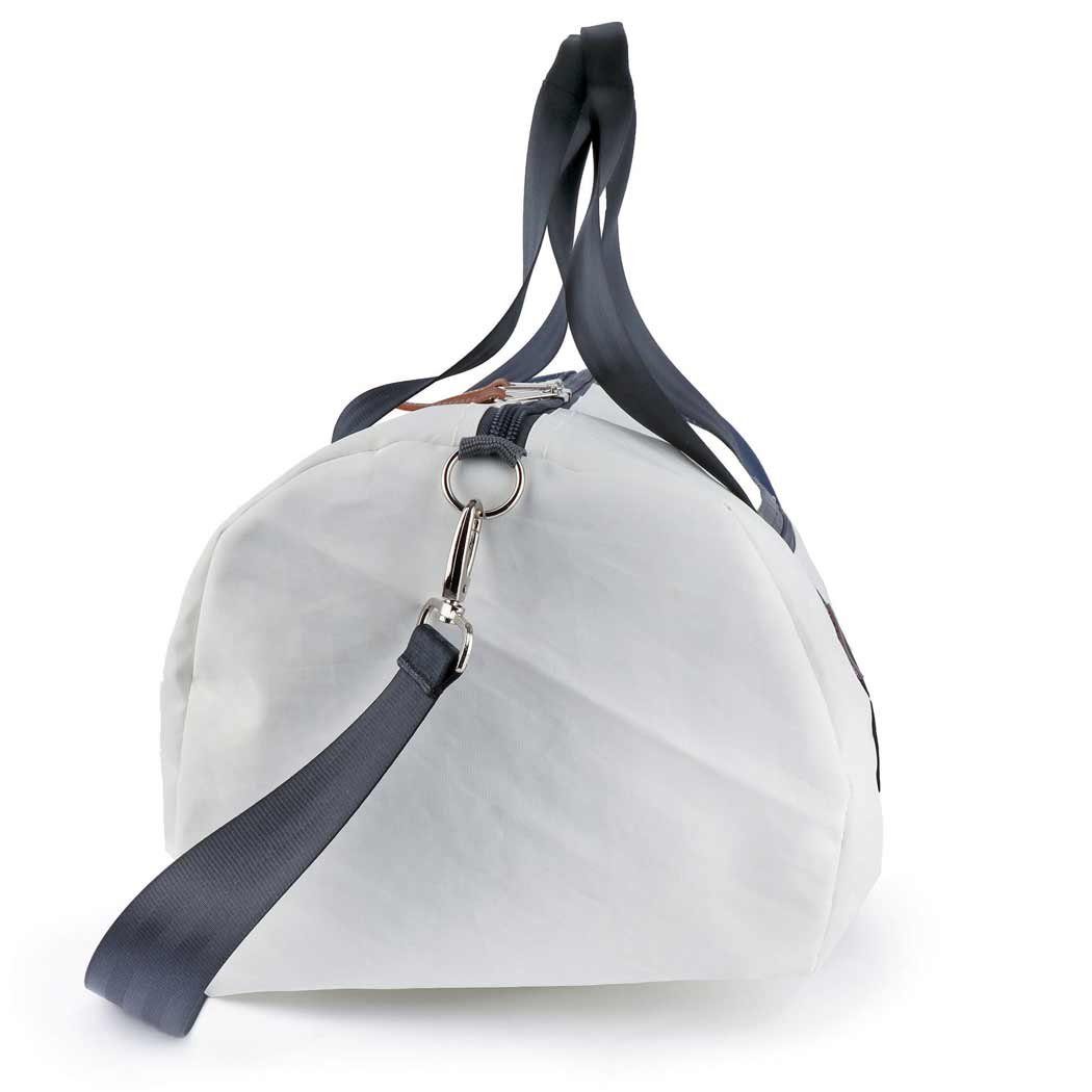 360Grad Reisetasche Reisetasche recyceltes Segeltuch Pirat Weiß Blau Zahl Orange