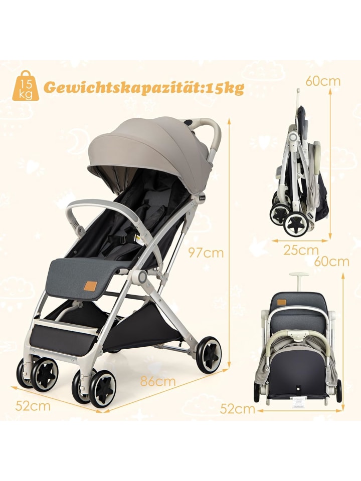 COSTWAY Kinderbuggy 0-36 Monate in Grau günstig kaufen onesize