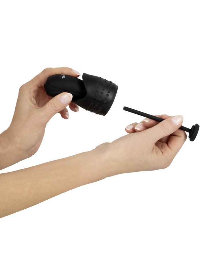 Rebel Masturbator mit Vibration Glans Masturbator with 3 attachable Dilators in schwarz günstig kaufen 14 cm