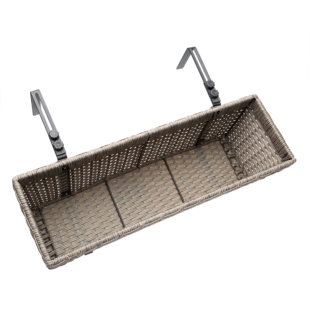 Casaria Blumenkasten - Balkonkasten Polyrattan 60 x 20 x 19cm 2er Set creme