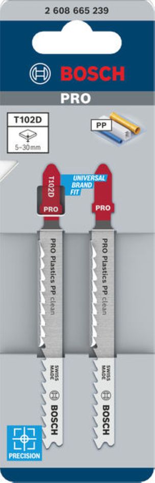 Bosch Blue Zubehör 2608665239 PRO Kunststoff PP sauberes T102D Stichsägeblatt 100 mm 2-teilig