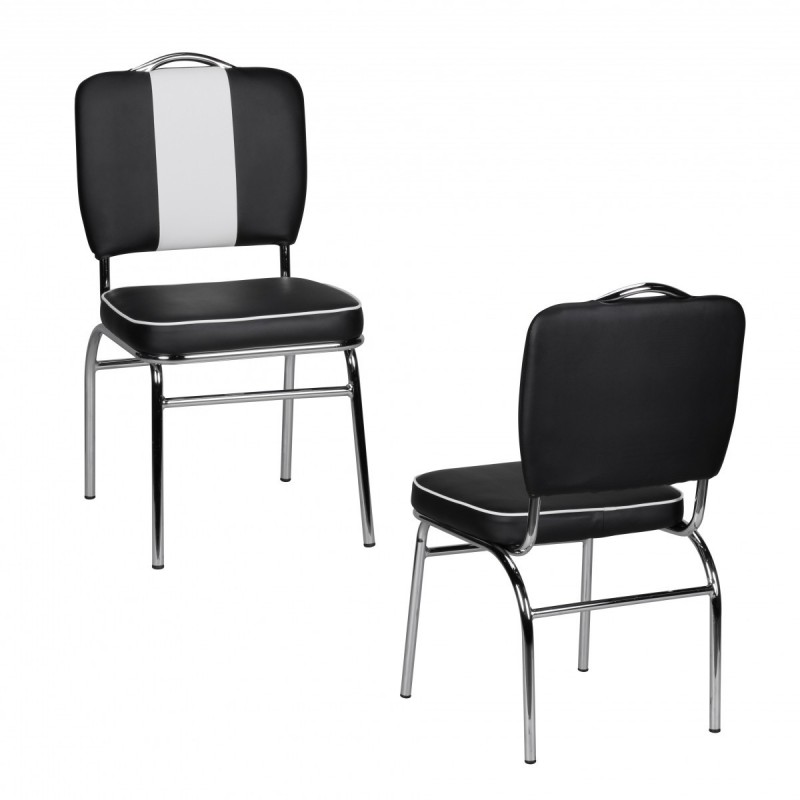 Wohnling Esszimmerstuhl American Diner 50er Jahre Retro Schwarz Weiß