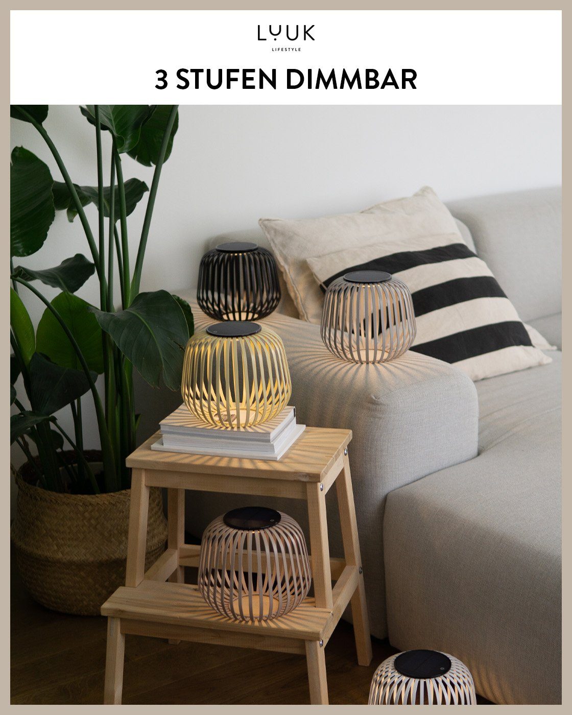 LUUK LIFESTYLE LED Solarleuchte, abnehmbares Solar LED Modul, warmweiß, Beleuchtung für drinnen und draußen, Stimmungslicht, in modernen Farben
