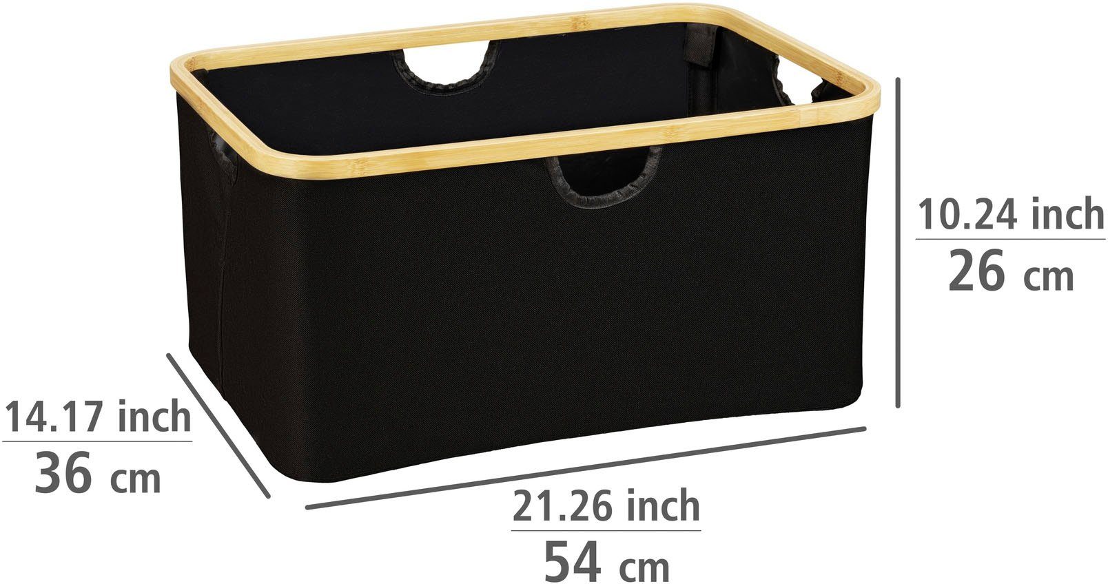 WENKO Wäschekorb Ecori (1 St), Textilien 100%recyceltem Polyester, Rahmen FSC®-zertifiziertem Bambus