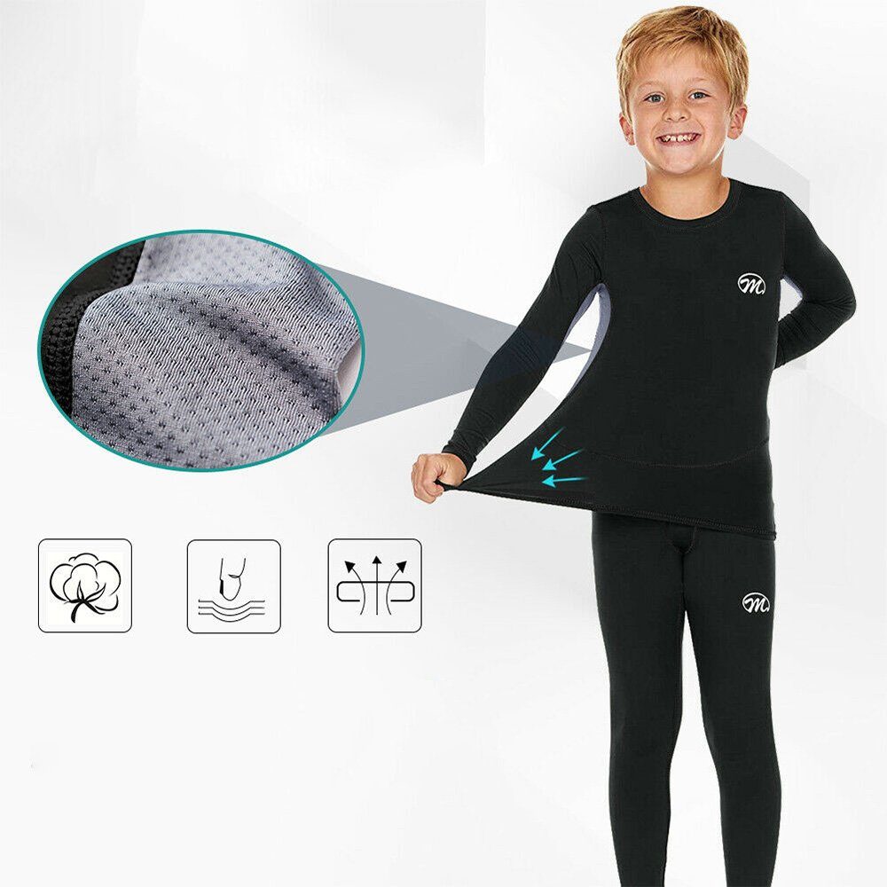 MEETYOO Thermounterhemd Kinder Thermo Unterwäsche Set (Fleece Skiunterwäsche, Sport Funktionswäsche) Thermo Unterhemd und Unterhose