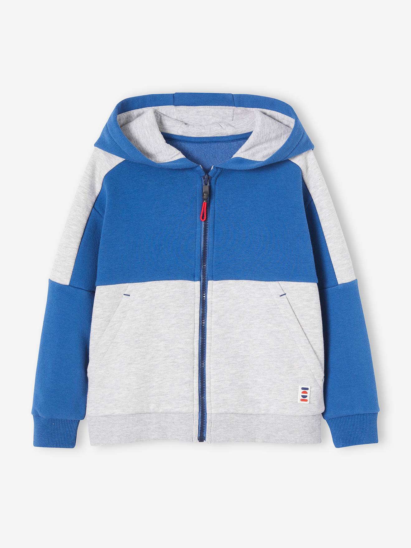 Sweat zippé à capuche effet colorblock sport garçon vert