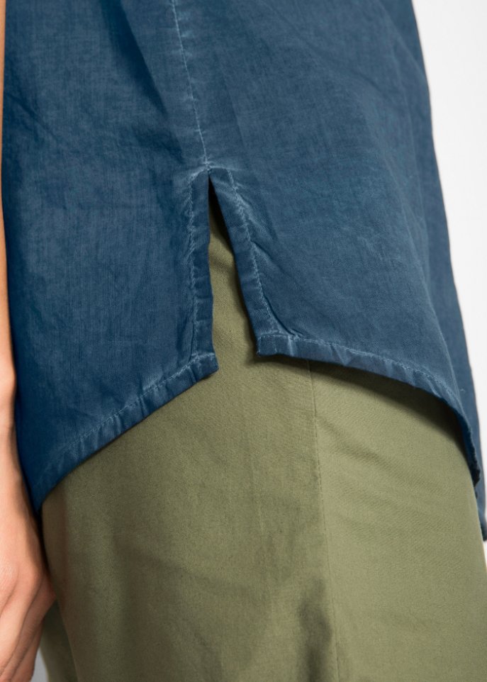 Cold-dyed-Bluse aus Bio-Baumwolle, Kurzarm