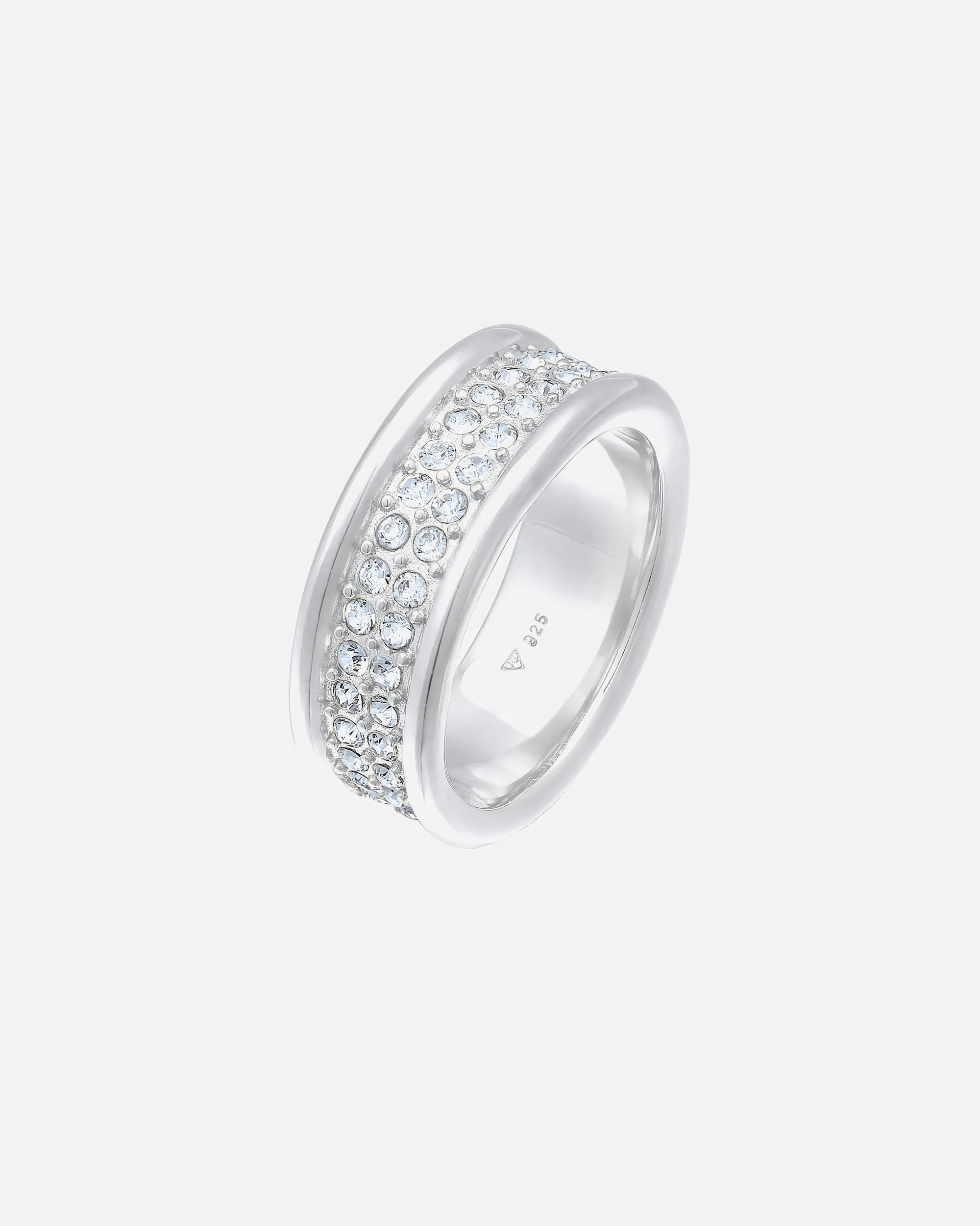 Elli PREMIUM női elegáns, csillogó szalaggal díszített gyűrű 925-ös ezüstből, kristályokkal