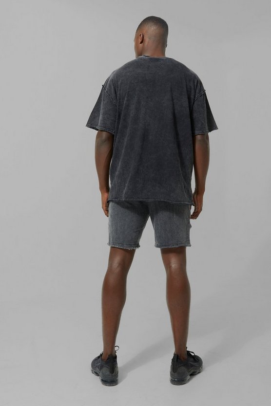 Oversize Man Active T-Shirt mit Acid-Waschung