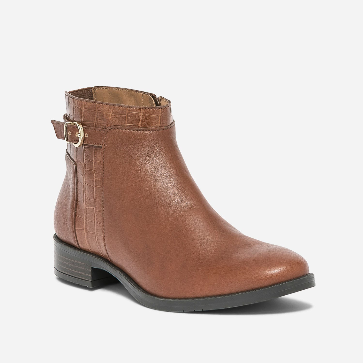 Boots ERAM FLEX cognac en cuir avec effet croco