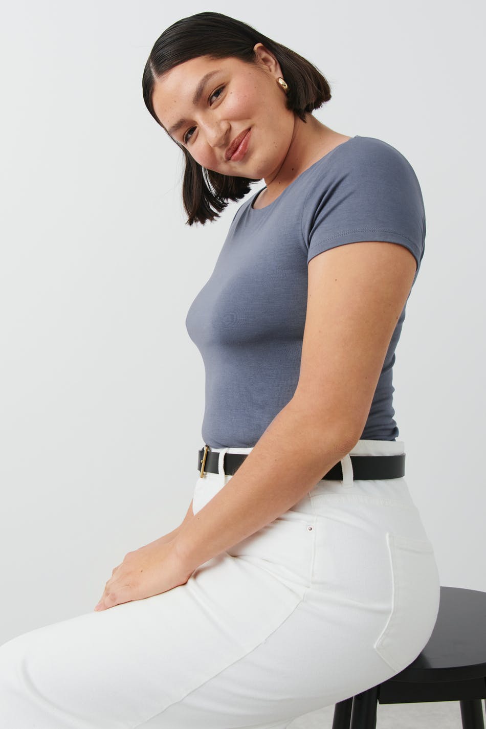Soft touch cropped boatneck top