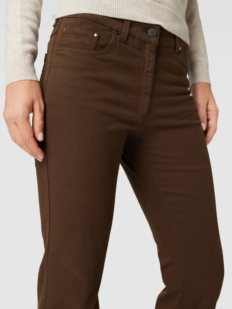 Straight Fit Jeans im 5-Pocket-Design Modell 'CORA' in dunkelbraun