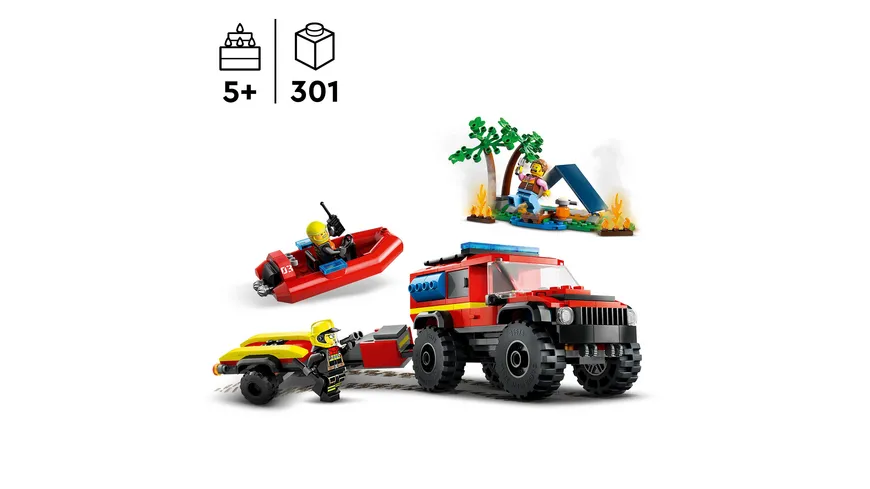 LEGO City 60412 Feuerwehrgeländewagen mit Rettungsboot