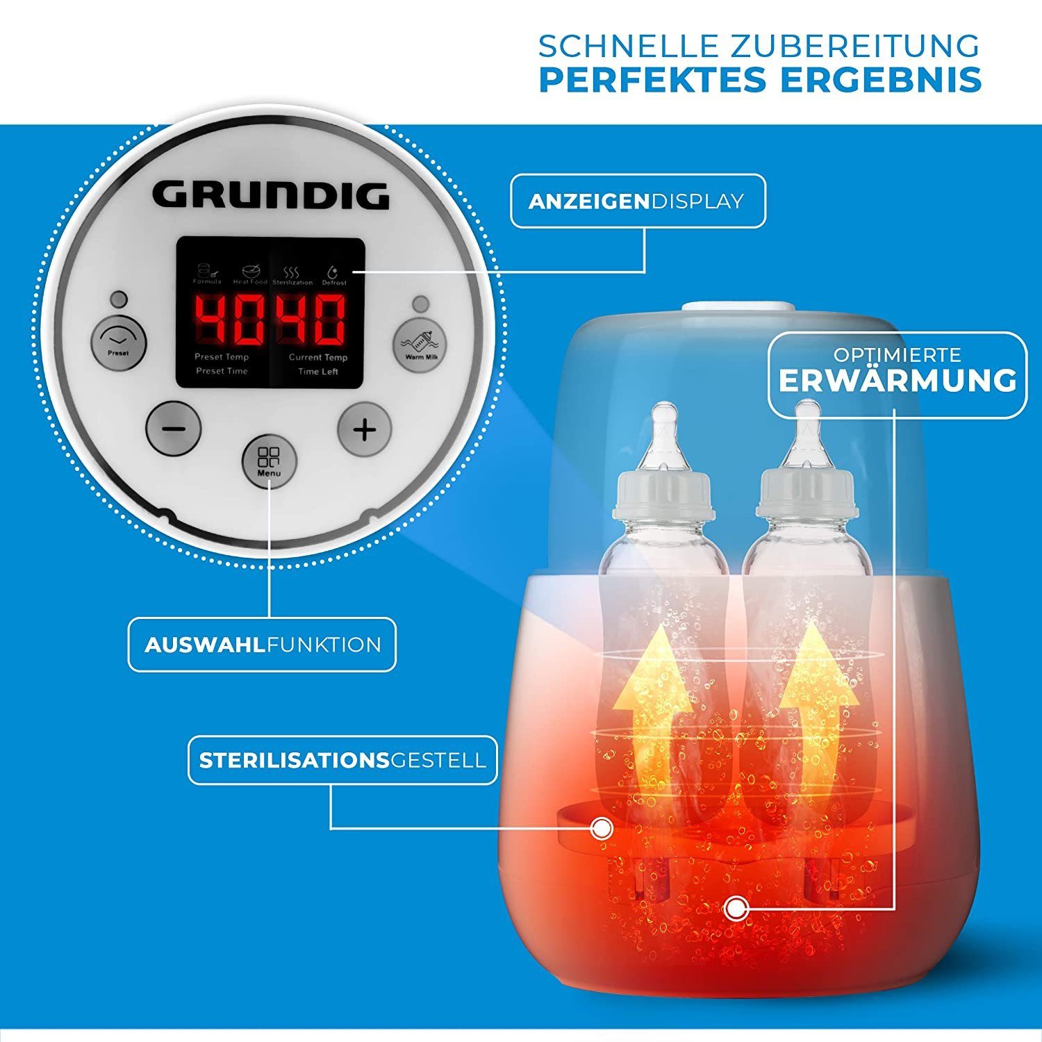 Grundig Babyflaschenwärmer Flaschenwärmer 3in1 Funktion