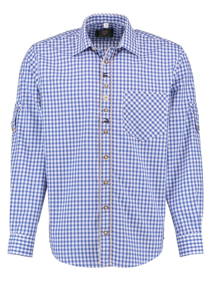 OS-Trachten Trachtenhemd Latee in mittelblau günstig kaufen