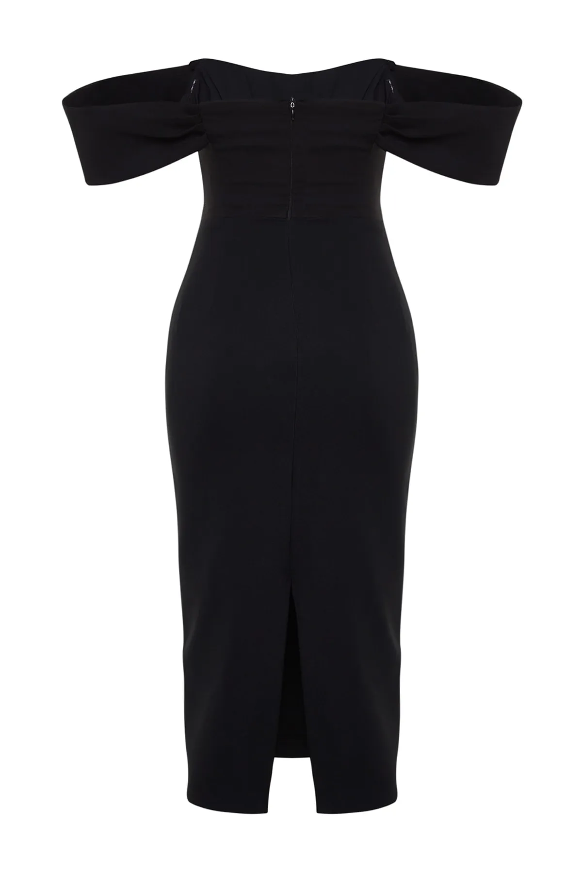 Trendyol Collection  Schwarzes, figurbetontes, gewebtes Korsett mit detailliertem, elegantem Abendkleid TPRSS22EL00097