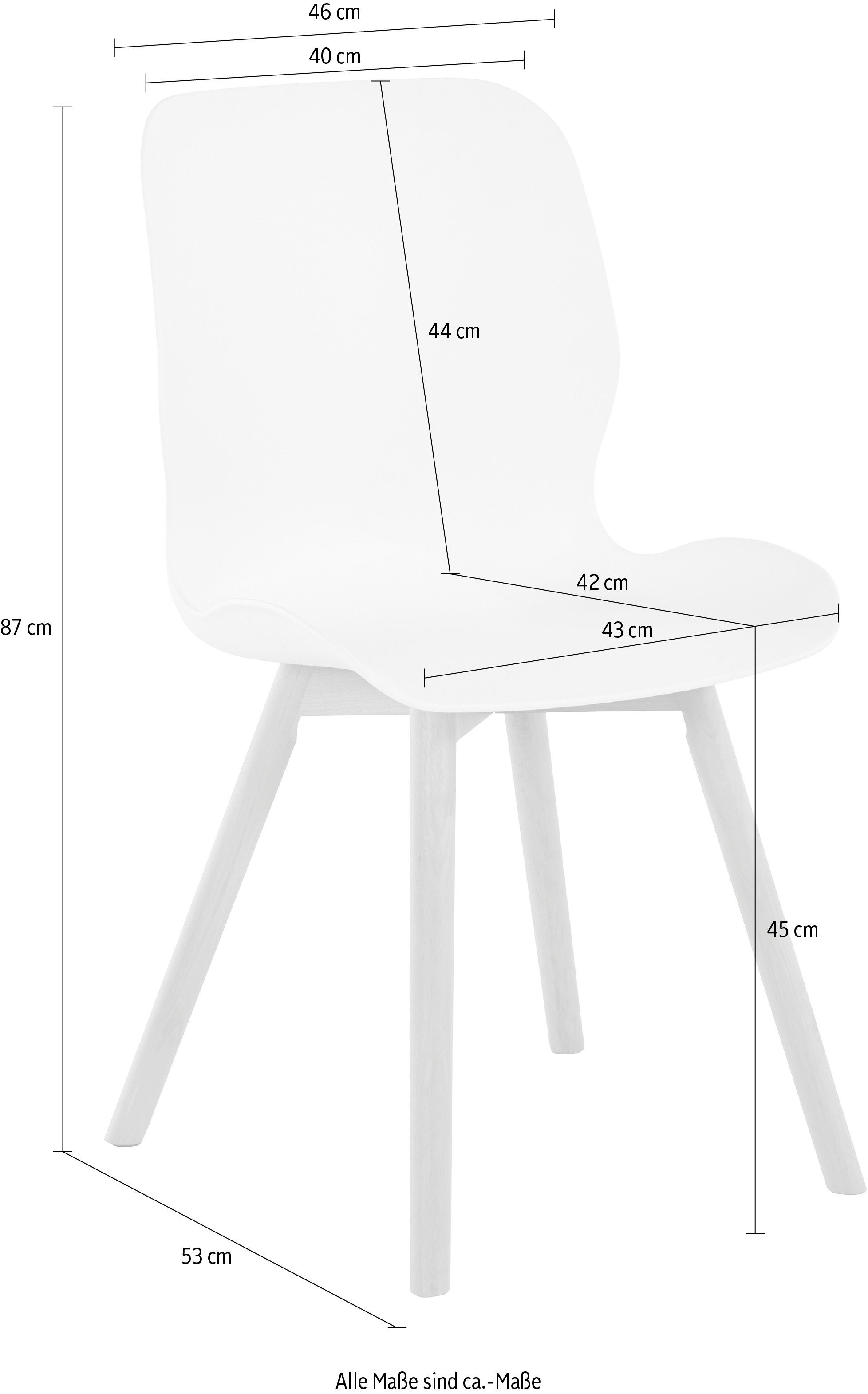 andas Esszimmerstuhl Lendum (2 St), Gestell aus massiver Buche, Sitzschale aus Kunststoff, Sitzhöhe 45 cm
