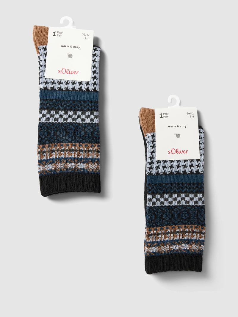 Socken mit Allover-Muster Modell 'Hygge' im 2er-Pack in anthrazit
