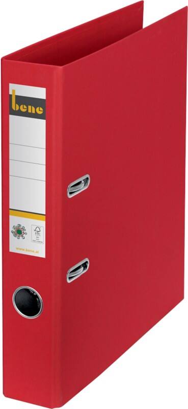 Bene No.1 Ordner DIN A4 52 mm Rot 2 Ringe 301600 RT Pappkarton Glatt Hochformat