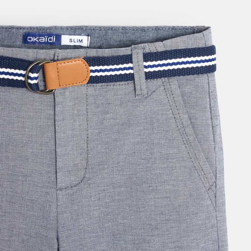 Bermuda en toile + ceinture turquoise garçon