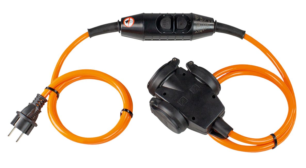 Cablu prelungitor Schwabe 45460 PUR PRCD-S H07BQ-F 3G2.5 3m cu cutie de distribuție 230V/16A IP44 3 căi