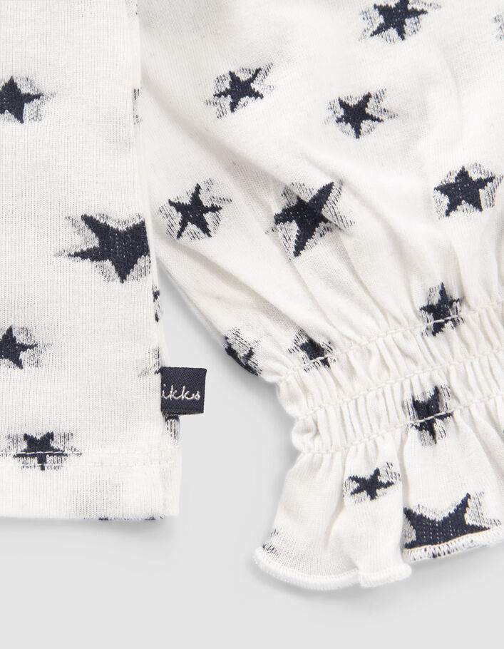T-shirt blanc cassé all-over jacquard étoiles fille
