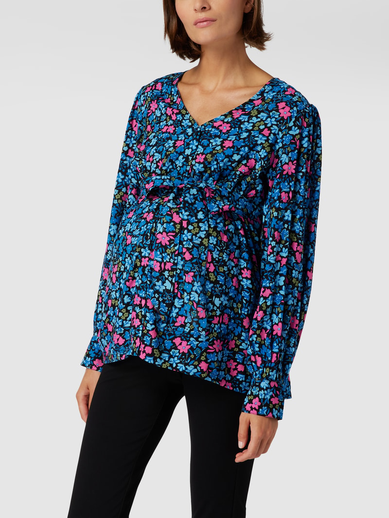 Umstands-Bluse mit floralem Muster in dunkelblau