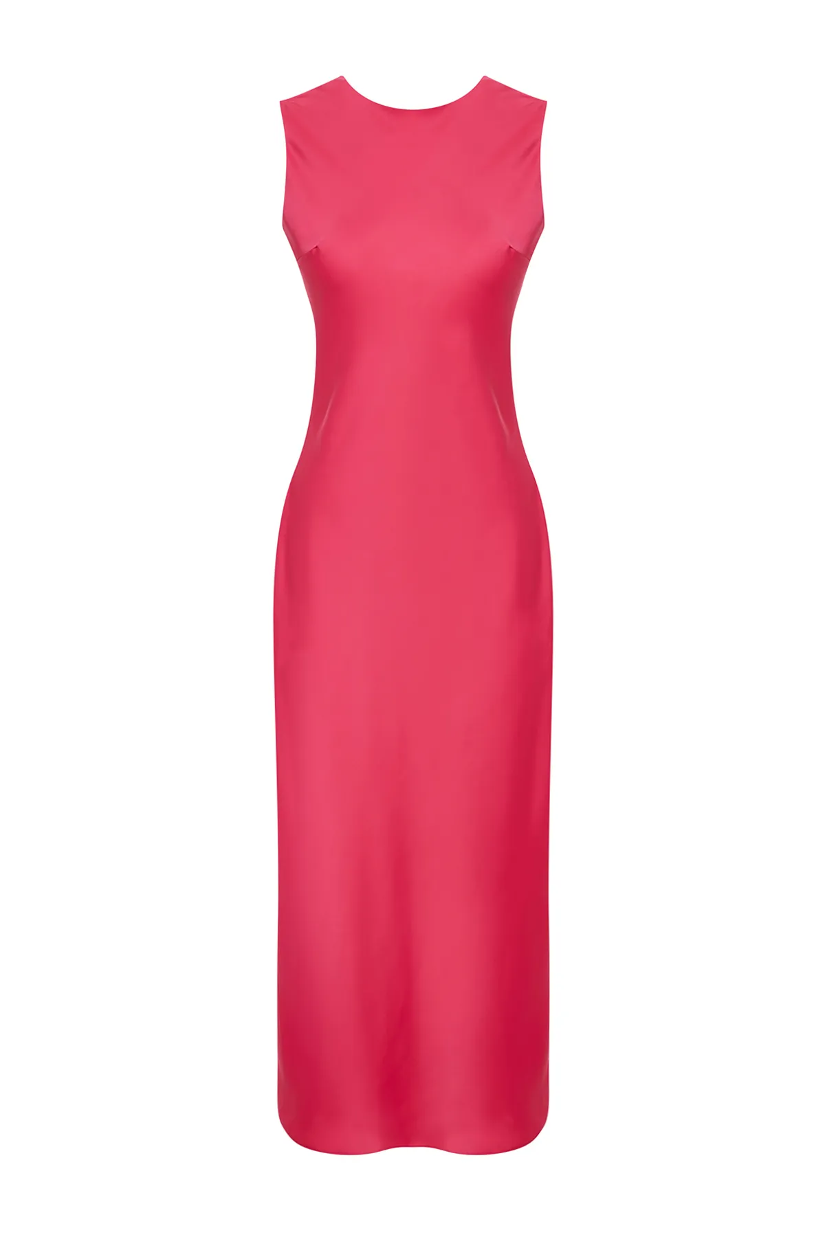 Trendyol Collection  Fuchsia-Rückendetailliertes Maxi-Webkleid aus Satin TWOSS24EL00070