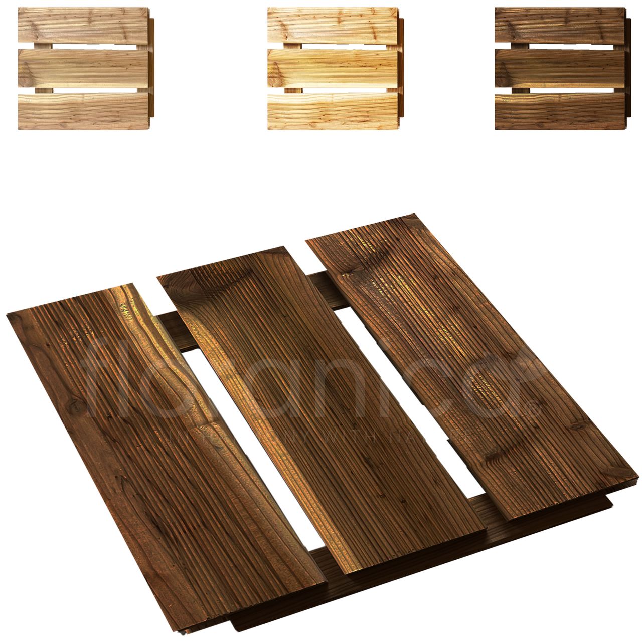 Pemicont Floranica Holzterrassenplatten 1 Stück 30x30 cm Imprägniertes Lärchenholz Braun Boden für die Sauna Terrasse oder dem Balkon Holzfliese im Garten Gefräste Oberfläche Balkonfliesen