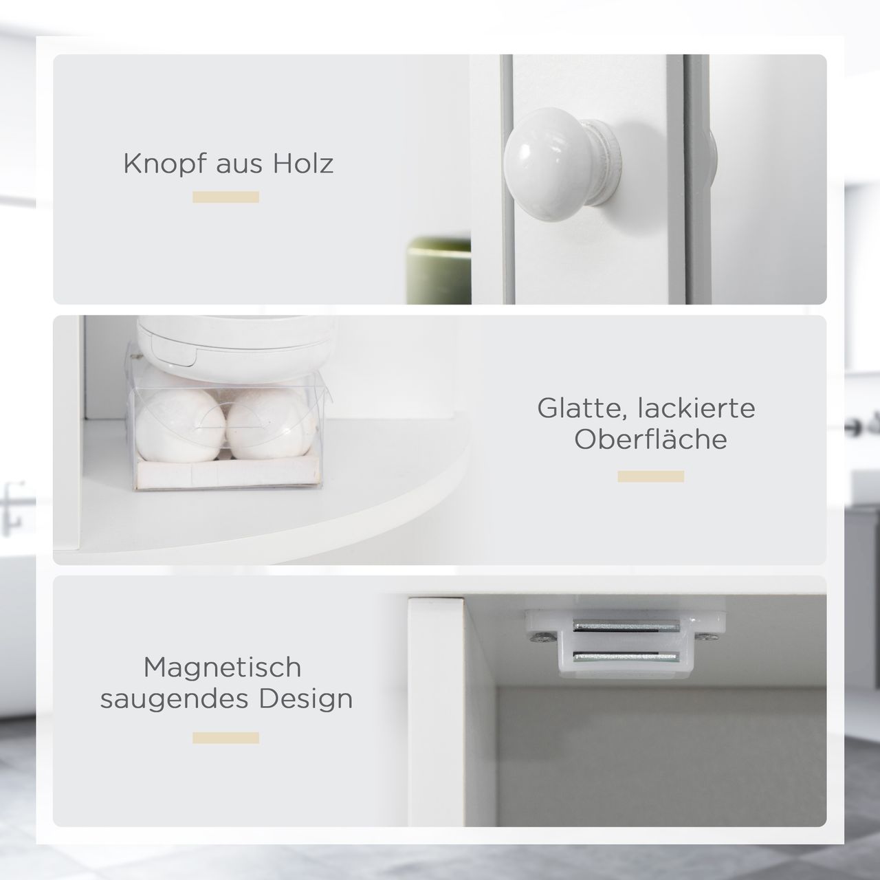 HOMCOM Spiegelschrank Badezimmerregal Badeschrank Wandmontage MDF Weiß