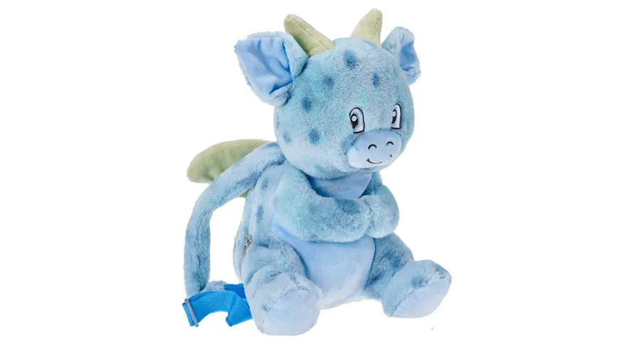 Plüsch Rucksack Dino blau gepunktet