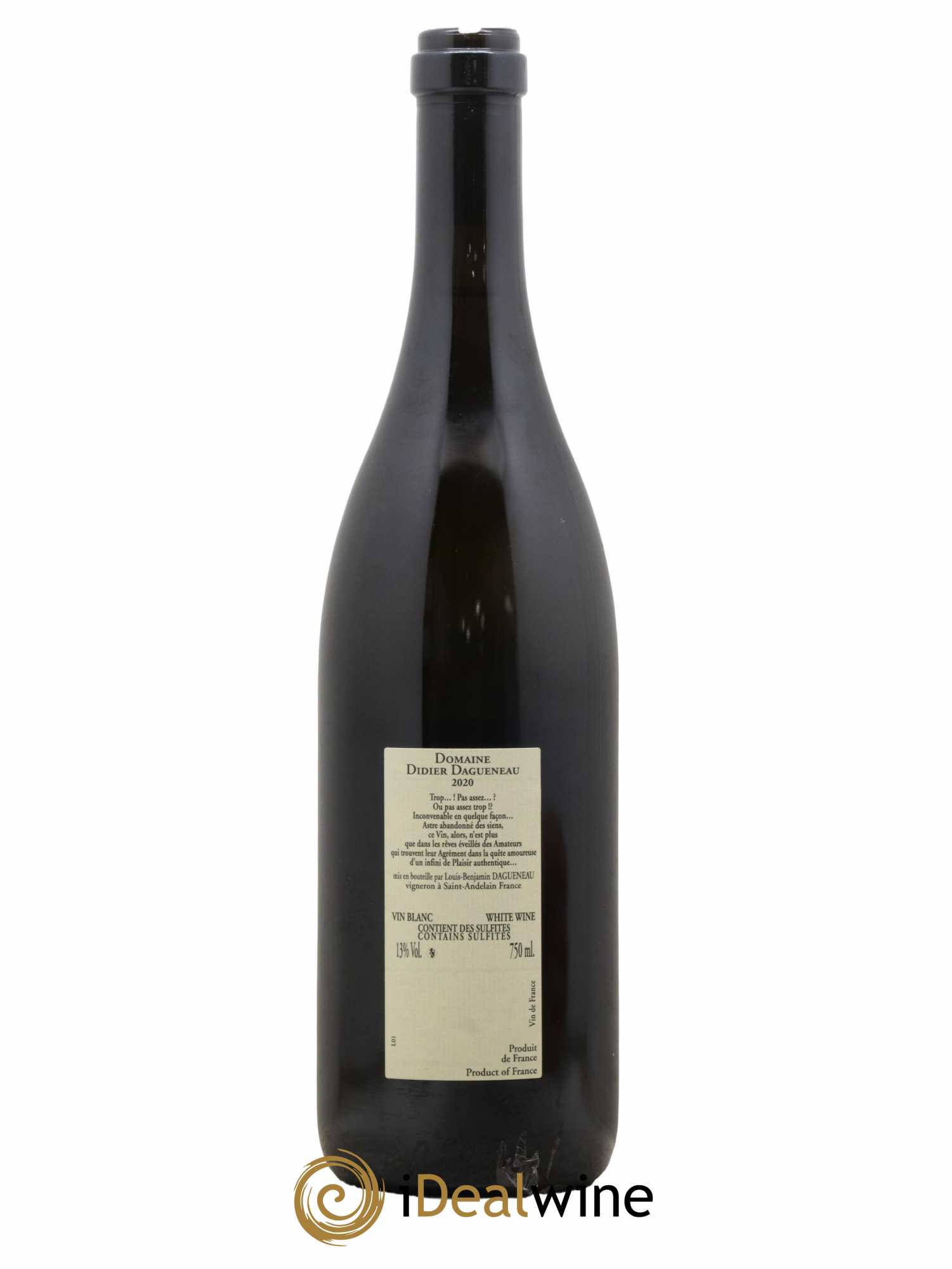 Vin de France Blanc Etc Dagueneau (Domaine Didier - Louis-Benjamin)  2020 - Lot de 1 Bouteille