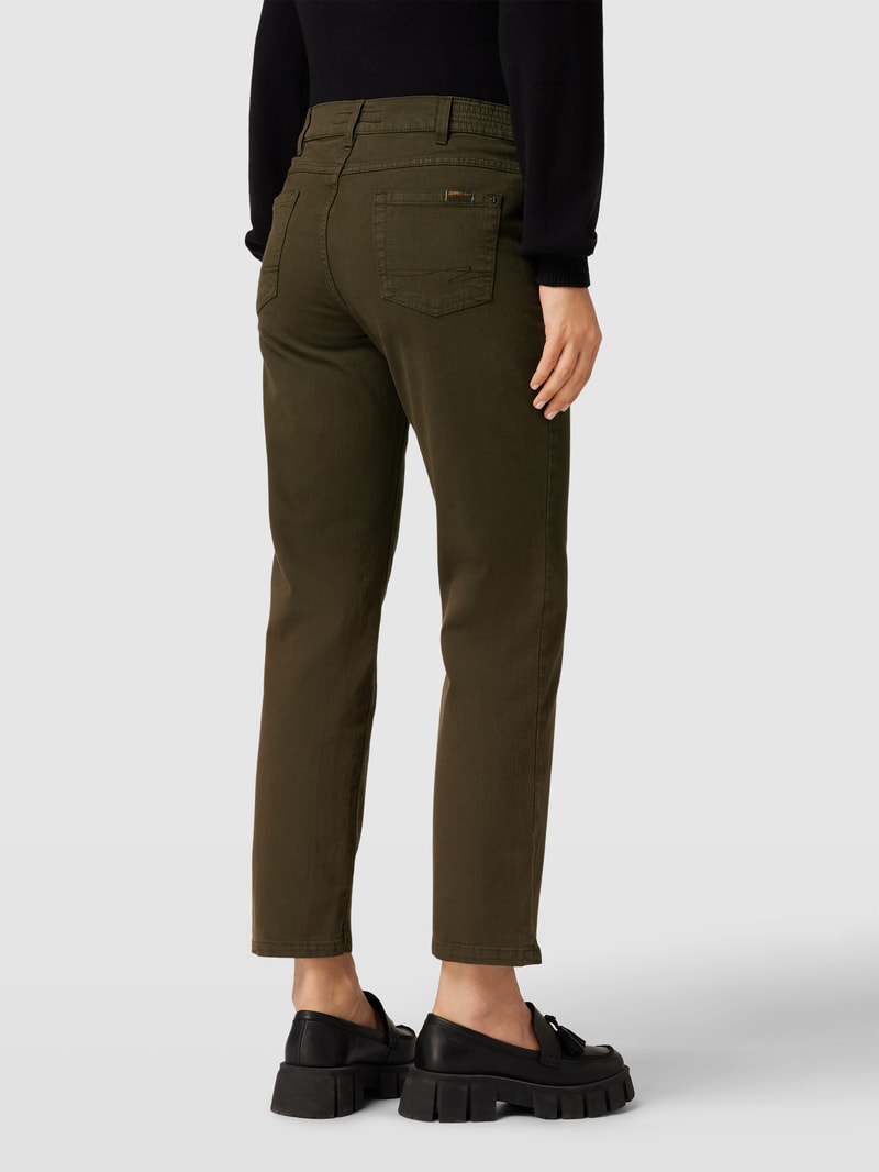 Straight Fit Jeans im 5-Pocket-Design Modell 'Greta' in olivgrün