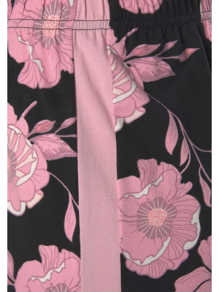 LASCANA Schlafhose in schwarz-rosa-geblümt günstig kaufen