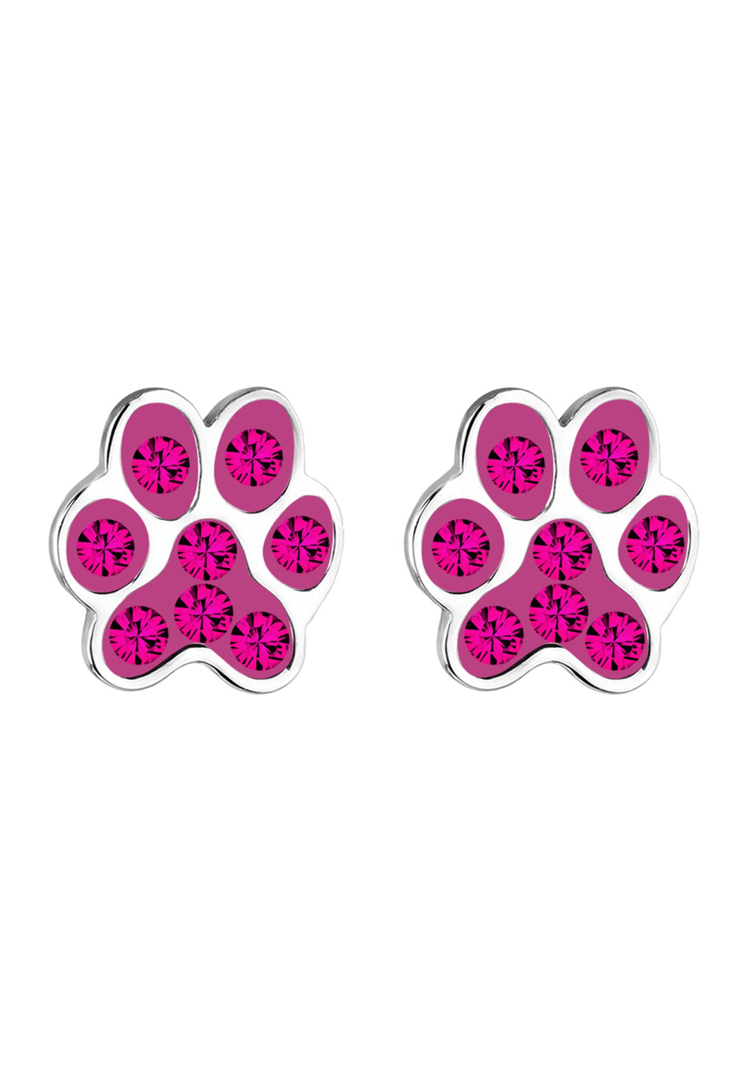 Elli Women's Dog Cat Paw Stud Earrings with Crystals in 925 Sterling Silver