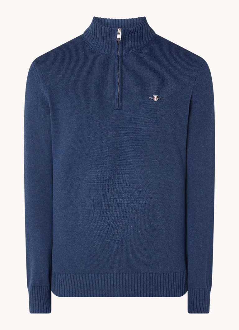 Pullover Gant in maglia fine con mezza zip e logo