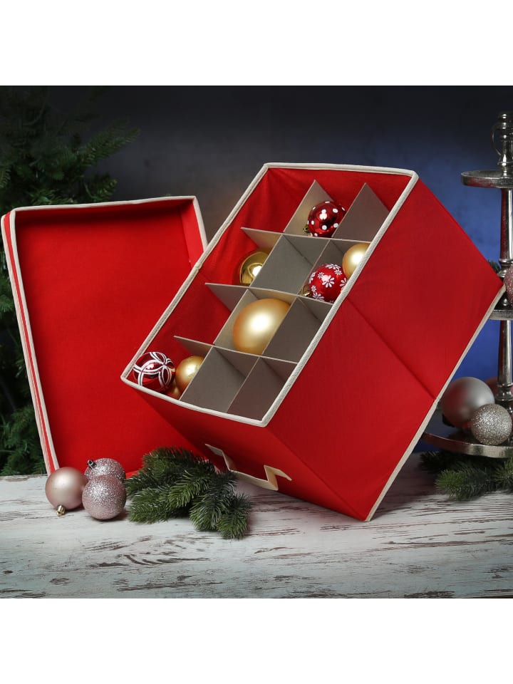 MARELIDA Aufbewahrungsbox für 24 Christbaumkugeln in rot günstig kaufen onesize