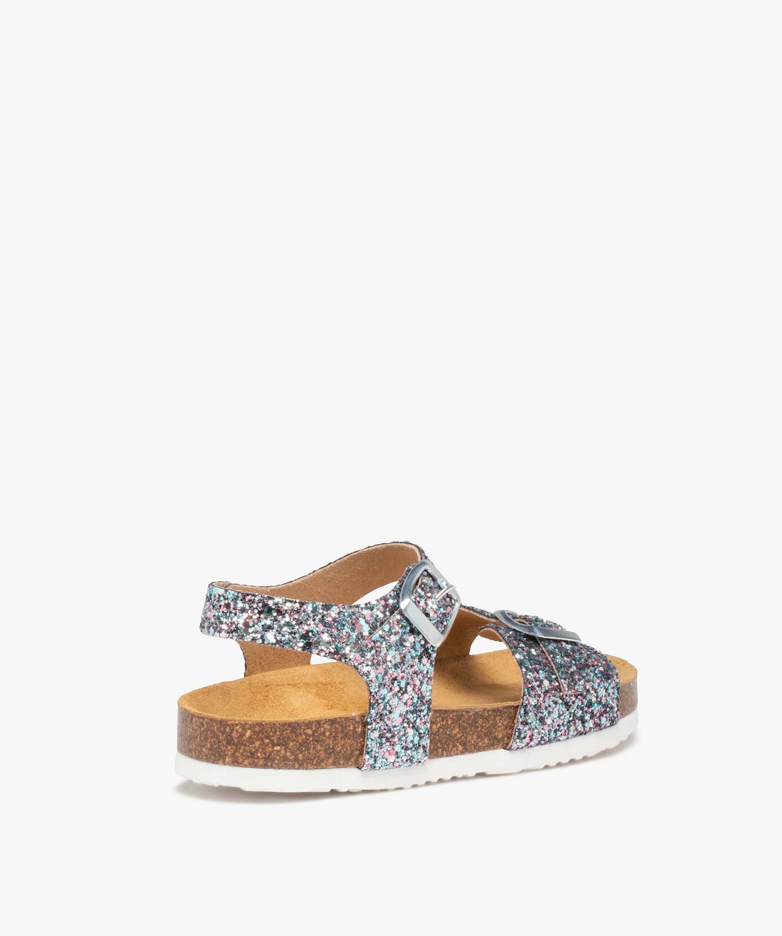 Sandales fille à semelle liège et larges brides à boucle noir | GEMO
