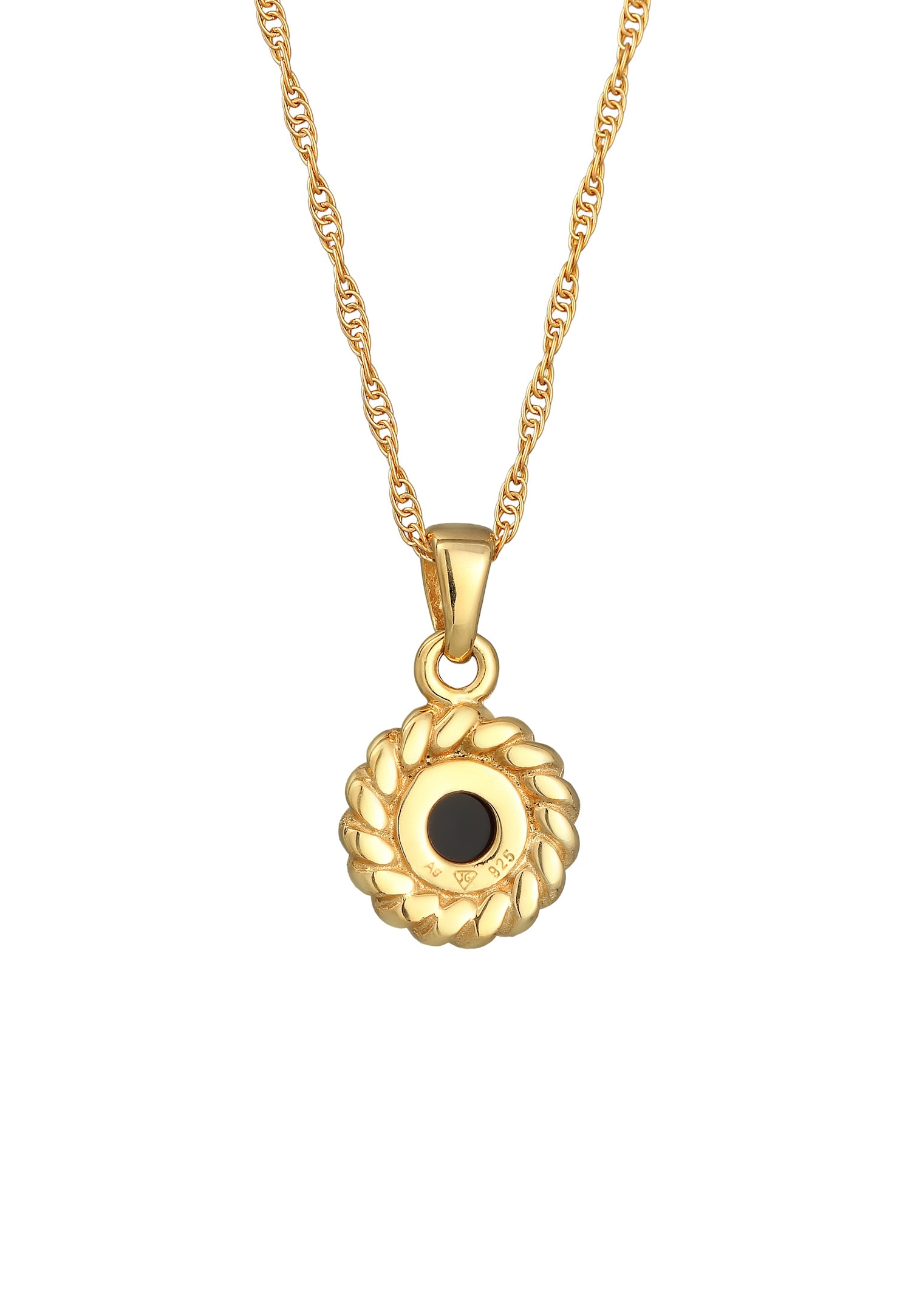 Ciondolo vintage antico da donna Elli con onice in argento sterling 925 placcato oro