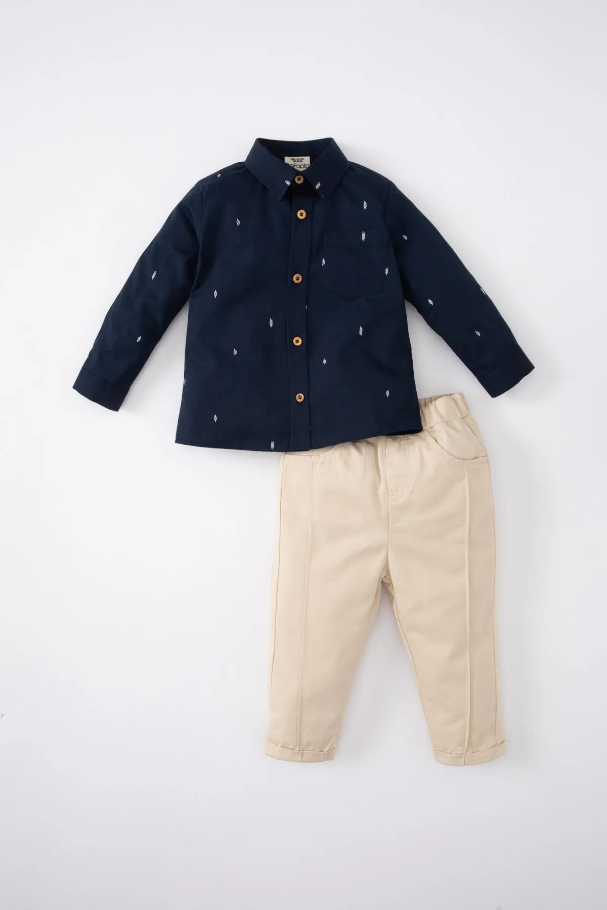 DeFacto  2-teiliges Set aus gemustertem Twill-Hemd und Hose für Baby Jungen - B9255a524sp