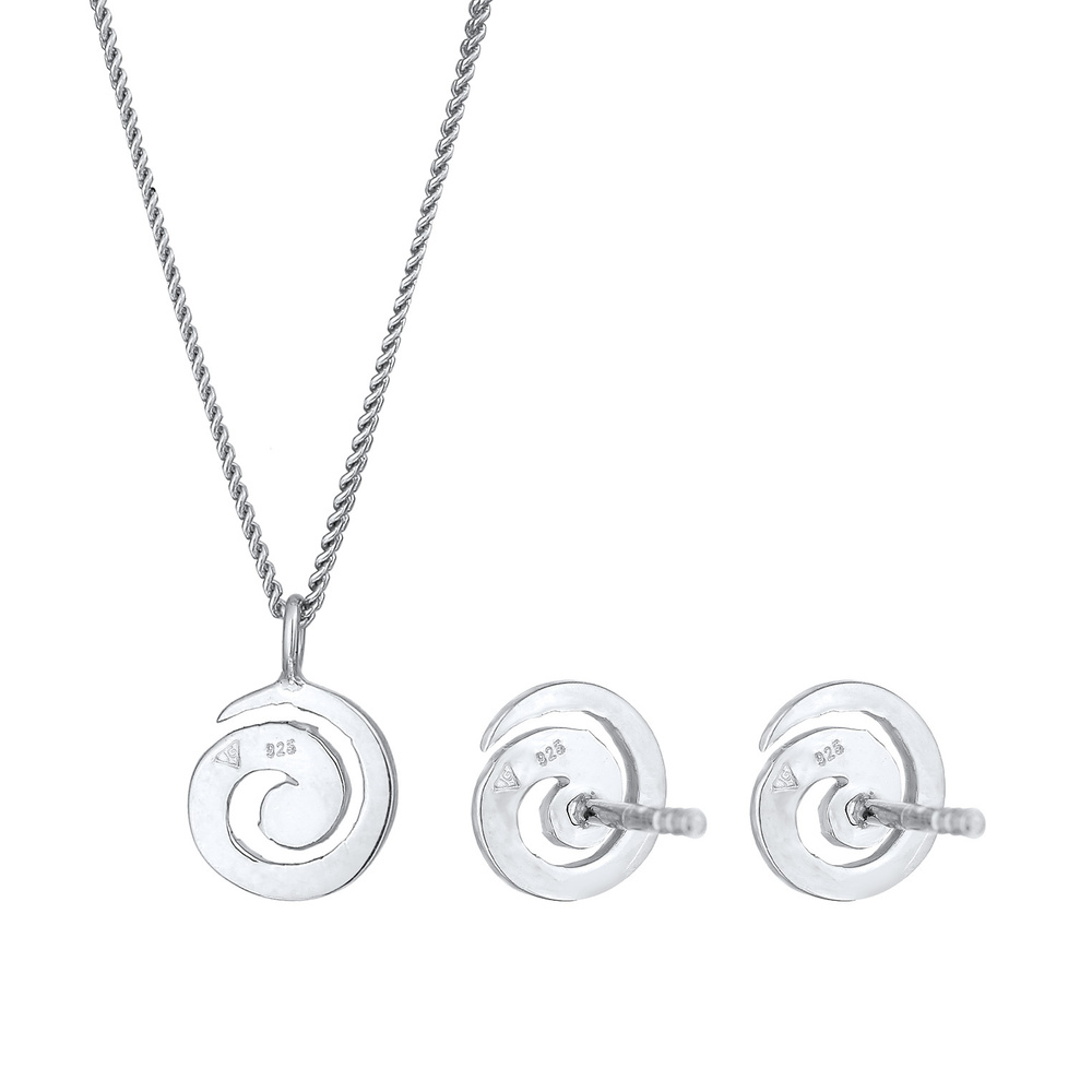 Elli Elli Ensemble de Bijoux Femmes Pendentif Spirale Basique Set Clous d'oreilles en  Bijoux
