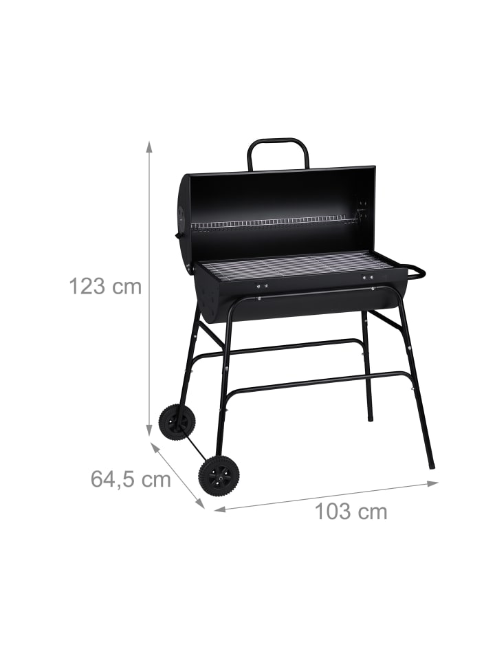 relaxdays Holzkohlegrill in Schwarz (B)103 x (H)96,5 x (T) 64,5 cm günstig kaufen onesize