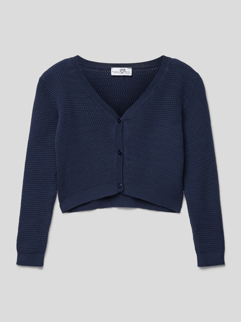 Cropped Strickjacke mit Knopfleiste in marineblau